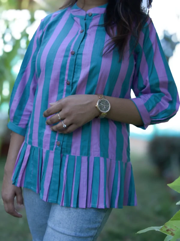 Lilac & Leaf Striped Top