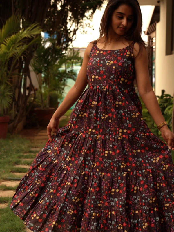 Purple Ditsy Floral Dress