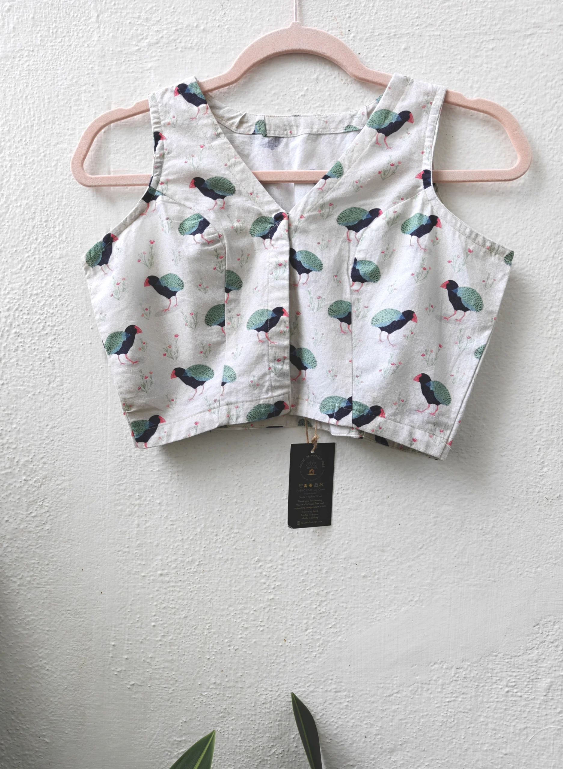Takahe Bird Cotton Blouse - Image 5