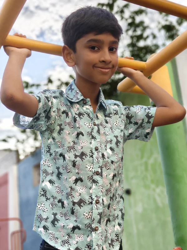 Pattern Clash Zebra Boys Shirt